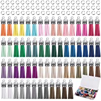 Duufin 120 Piezas Colgantes de Borlas de Cuero y Anillas Abiertas para Clave Cadena DIY Accesorios- 30 Colores